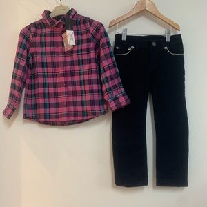 Little Marc Jacobs Logo Cords and flannel shirt
